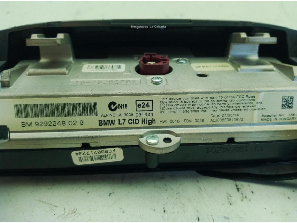 65509292248 PANTALLA MULTIMEDIA BMW 4 Gran Coupe (F36)|Desguaces La Cabaña