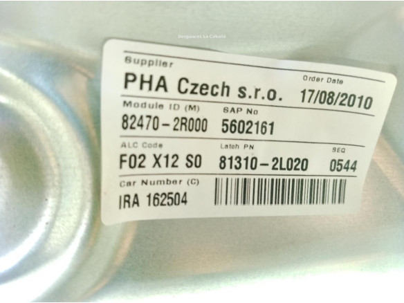 824712R000 ELEVALUNAS PUERTA LAT DEL IZQ HYUNDAI i30 (FD)|Desguaces La Cabaña