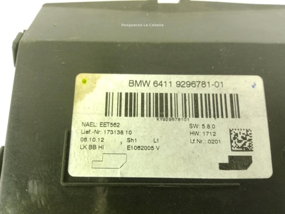 9296781 MODULO ELECTRONICO 1 BMW 3 (F30, F80) |Desguaces La Cabaña