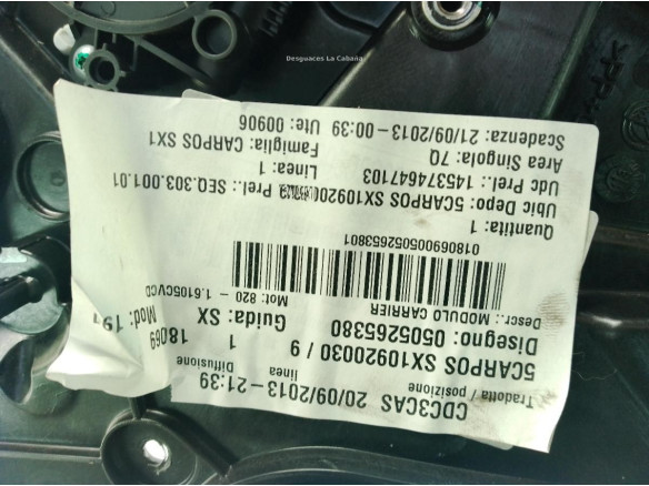 0000071754422 ELEVALUNAS PUERTA LAT TRA IZQ ALFA ROMEO GIULIETTA (940_)|Desguaces La Cabaña