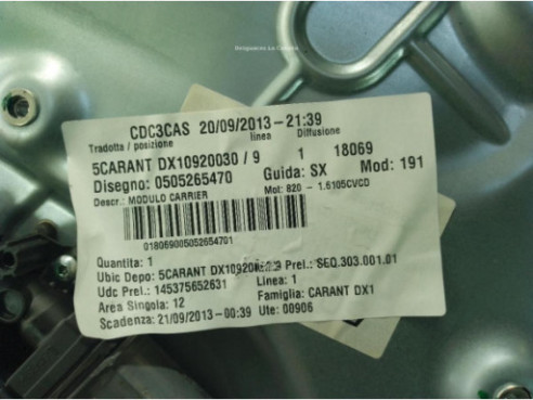 0000071754403 ELEVALUNAS PUERTA LAT DEL DER ALFA ROMEO GIULIETTA (940_)|Desguaces La Cabaña