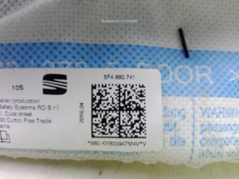 5F0880741 AIRBAG CORTINA IZQ SEAT LEON (5F1) |Desguaces La Cabaña