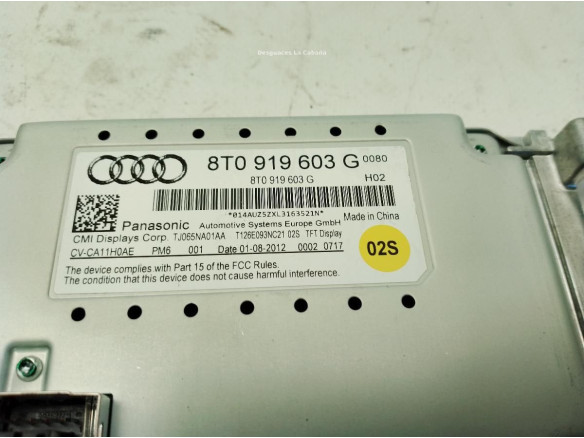 8T0057603G PANTALLA MULTIMEDIA AUDI A4 Avant (8K5, B8)|Desguaces La Cabaña