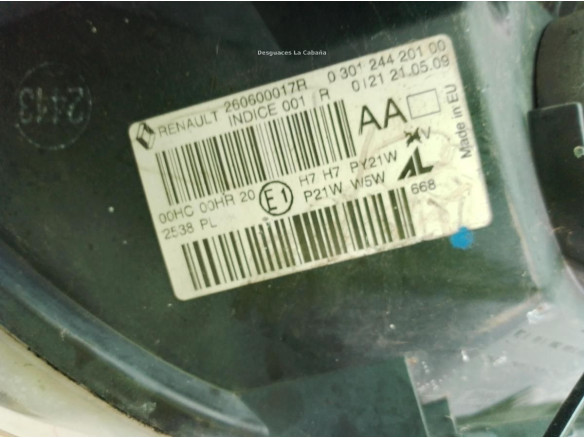 260609396R FARO IZQUIERDO RENAULT MEGANE III Fastback (BZ0_)|Desguaces La Cabaña
