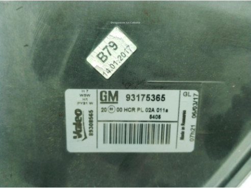 93175365 FARO DERECHO OPEL MERIVA A Limusina (X03)|Desguaces La Cabaña
