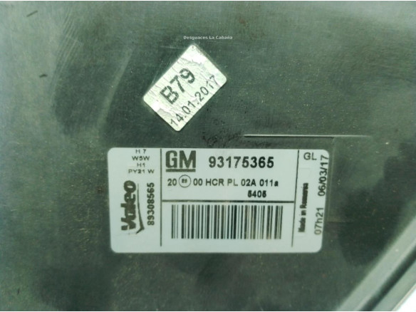 93175365 FARO DERECHO OPEL MERIVA A Limusina (X03)|Desguaces La Cabaña