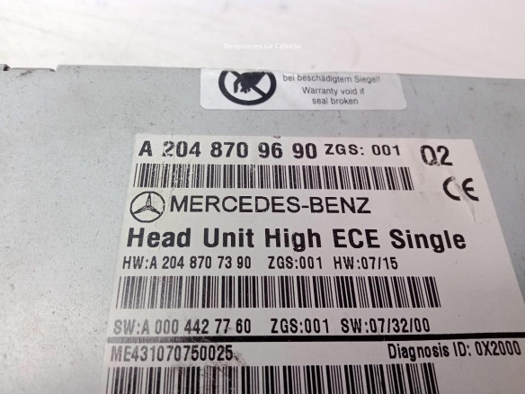 A2049809690 MODULO RADIO MERCEDES BENZ CLASE C T-Model (S204)|Desguaces La Cabaña