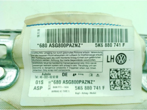 5K6880741F AIRBAG CORTINA IZQ VW GOLF VI (5K1)|Desguaces La Cabaña