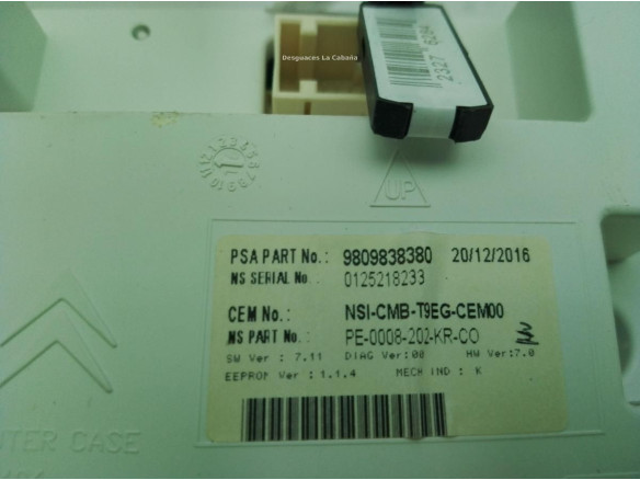 9809838380 CUADRO INSTRUMENTOS PEUGEOT 308 SW II|Desguaces La Cabaña