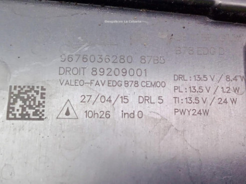 9676036280 PILOTO LUZ DIURNA DER CITROEN C4 Picasso II|Desguaces La Cabaña