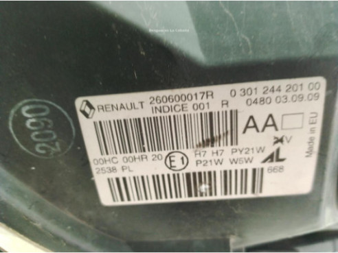 260607449R , 260600017R FARO IZQUIERDO RENAULT MEGANE III Fastback (BZ0_)|Desguaces La Cabaña