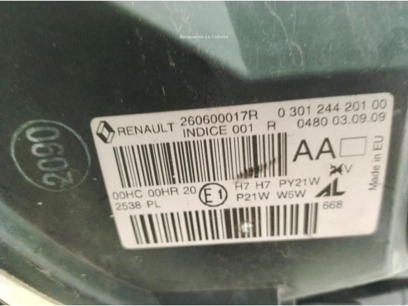 260607449R , 260600017R FARO IZQUIERDO RENAULT MEGANE III Fastback (BZ0_)|Desguaces La Cabaña