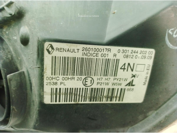 260109051R, 260100017R FARO DERECHO RENAULT MEGANE III Fastback (BZ0_)|Desguaces La Cabaña
