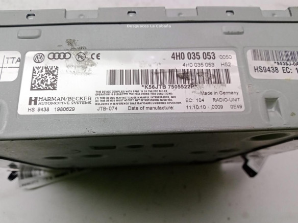 4H0035053 MODULO ELECTRONICO AUDI A8 (4H2, 4H8, 4HC, 4HL)|Desguaces La Cabaña