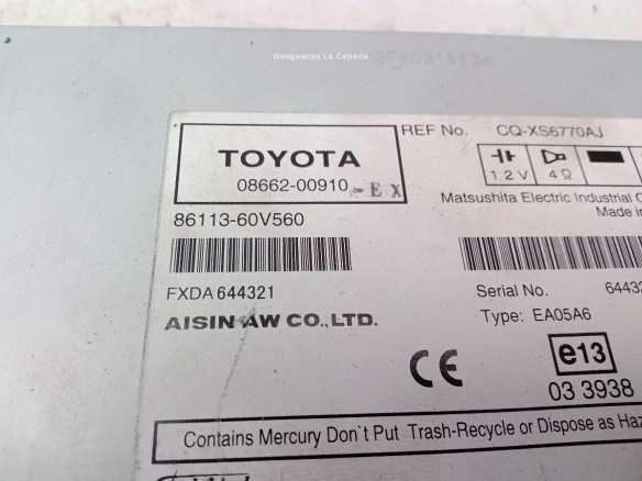 8611360V560 NAVEGADOR TOYOTA AVENSIS (_T25_)|Desguaces La Cabaña