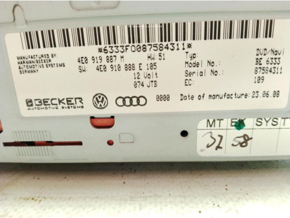 4E0919887M MODULO ELECTRONICO AUDI A4 (8K2, B8)|Desguaces La Cabaña
