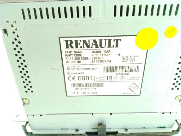 28115144R PANTALLA MULTIMEDIA RENAULT CAPTUR (J5_, H5_)|Desguaces La Cabaña