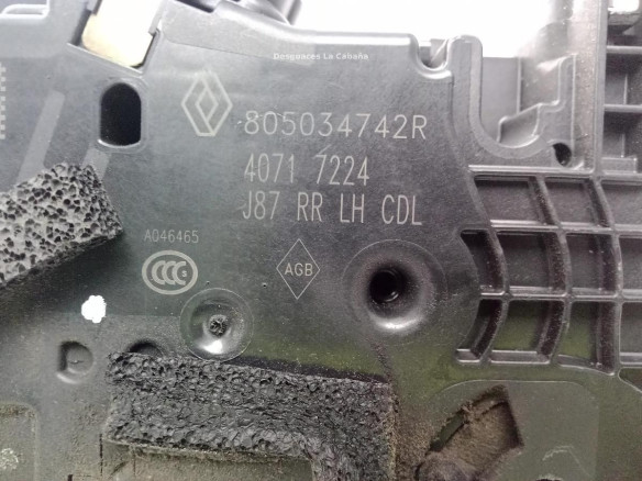 805034742R CERRADURA PUERTA LAT TRA IZQ RENAULT CAPTUR (J5_, H5_)|Desguaces La Cabaña