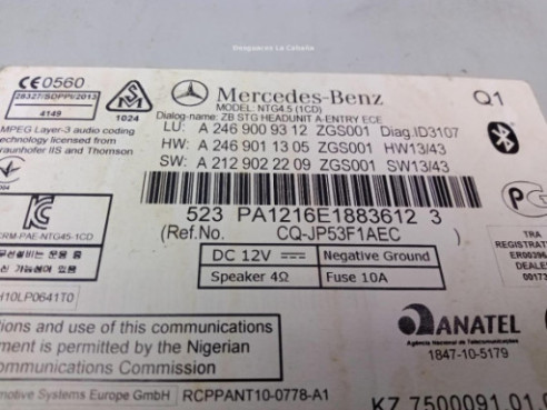 A2469009312 MODULO RADIO MERCEDES BENZ CLASE A (W176)|Desguaces La Cabaña