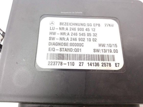 A2469004512 MODULO ELECTRONICO MERCEDES BENZ CLASE A (W176)|Desguaces La Cabaña