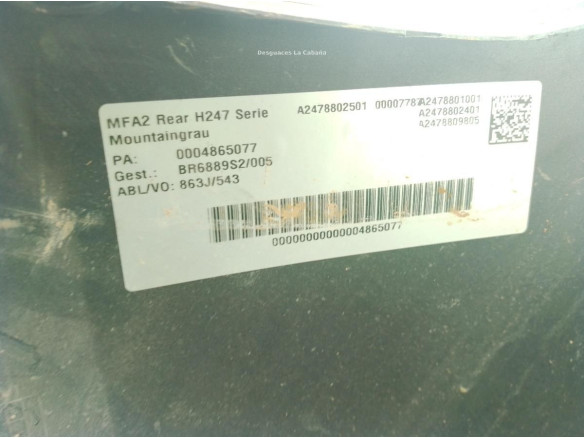 PARAGOLPES TRA MERCEDES BENZ GLA (H247)|Desguaces La Cabaña