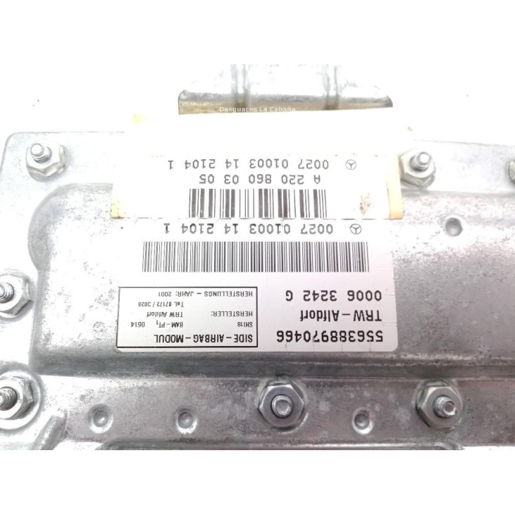 A2208600305 AIRBAG PUERTA LAT TRA IZQ MERCEDES BENZ CLASE S (W220) |Desguaces La Cabaña