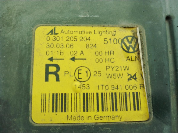 1T0941006R FARO DERECHO VW TOURAN (1T1, 1T2)|Desguaces La Cabaña