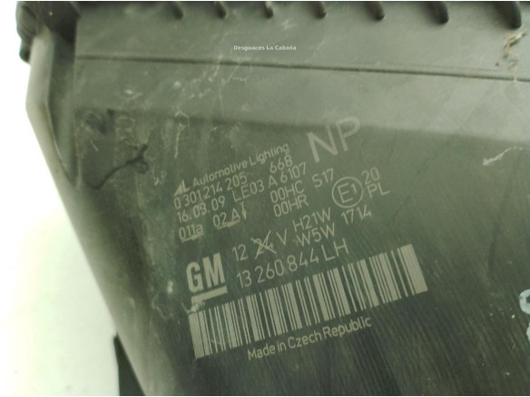 13260844LH FARO IZQUIERDO OPEL ZAFIRA B (A05)|Desguaces La Cabaña