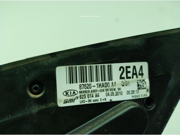 876201HAD0 ESPEJO DER KIA PRO CEE'D (ED)|Desguaces La Cabaña