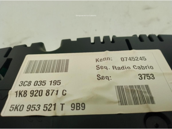 1K8920861AX CUADRO INSTRUMENTOS VW SCIROCCO (137, 138)|Desguaces La Cabaña