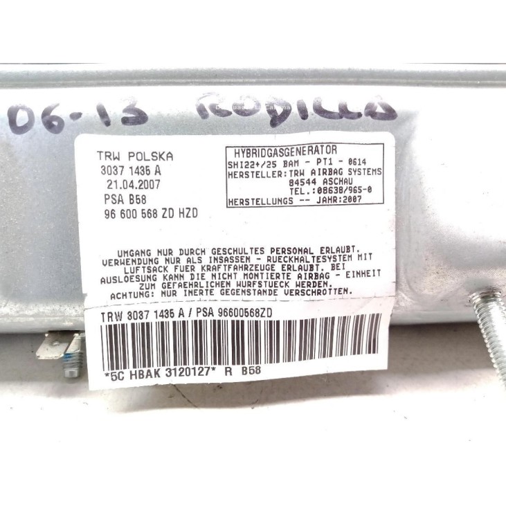 96600568ZD AIRBAG RODILLA CITROEN C4 Picasso I Limusina (UD_) |Desguaces La Cabaña