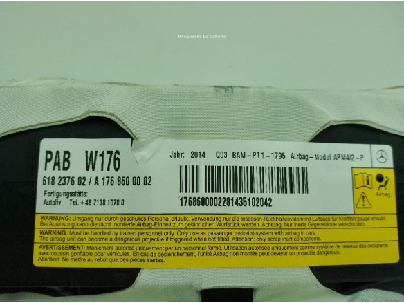 A1768600002 AIRBAG DER MERCEDES BENZ CLASE GLA (X156)|Desguaces La Cabaña