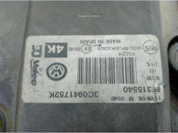 3C0941752K FARO DERECHO VW PASSAT (3C2)|Desguaces La Cabaña
