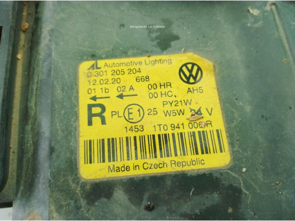 0301205202 FARO DERECHO VW TOURAN (1T1, 1T2)|Desguaces La Cabaña