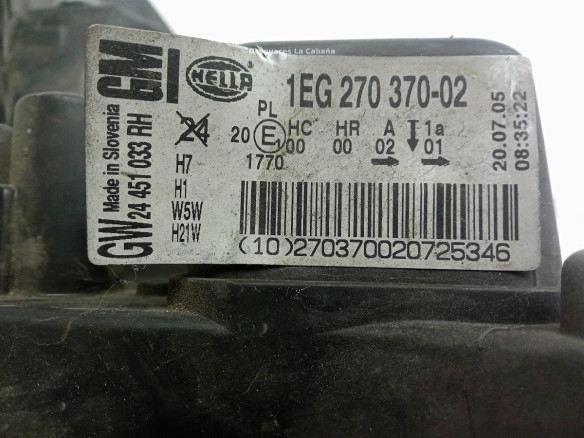 93178636 FARO DERECHO OPEL ASTRA H (A04)|Desguaces La Cabaña