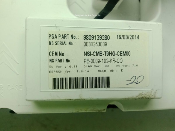  9809139280 CUADRO INSTRUMENTOS PEUGEOT 308 SW II|Desguaces La Cabaña