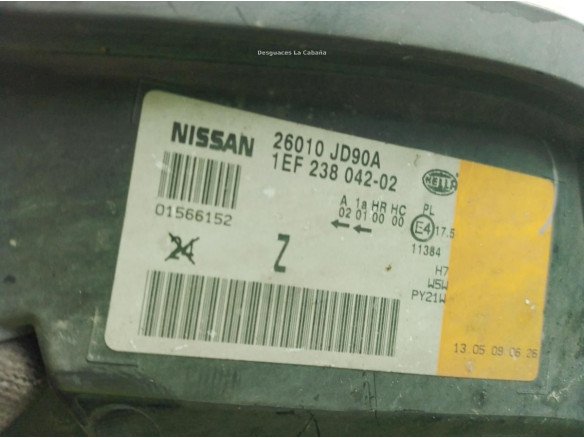 26010JD90A, 1EF23804202 FARO IZQUIERDO NISSAN QASHQAI / QASHQAI +2 I (J10, JJ10)|Desguaces La Cabaña