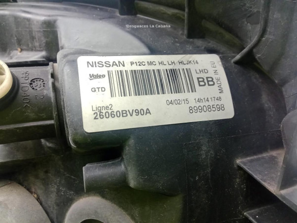  26060BV90A FARO IZQUIERDO NISSAN JUKE (F15)|Desguaces La Cabaña