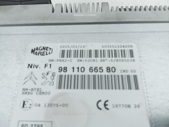 9811066580 MODULO RADIO PEUGEOT 2008|Desguaces La Cabaña