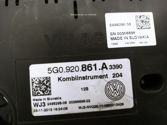 5G0920861A CUADRO INSTRUMENTOS VW GOLF VII (5G1, BQ1, BE1, BE2)|Desguaces La Cabaña