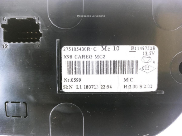275105430R MANDO CLIMA RENAULT CAPTUR (J5_, H5_)|Desguaces La Cabaña