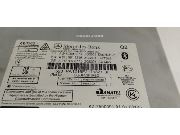 A2469008214 MODULO RADIO MERCEDES BENZ CLASE GLA (X156)|Desguaces La Cabaña