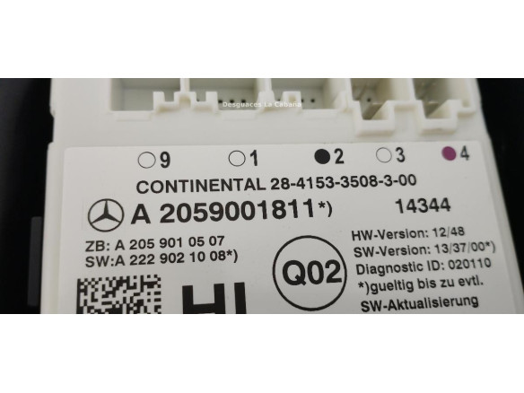 A205901811 ELEVALUNAS PUERTA LAT TRA IZQ MERCEDES BENZ CLASE C (W205)|Desguaces La Cabaña