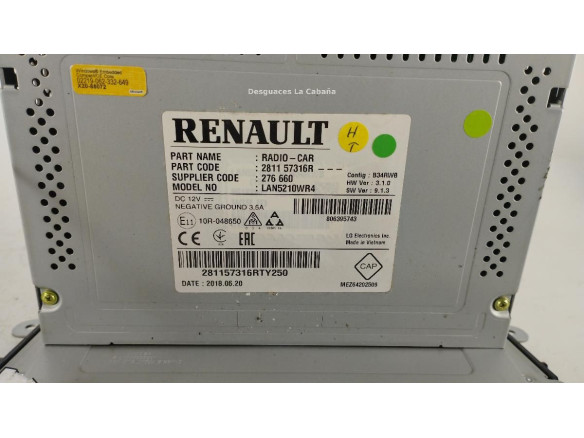 281157316R PANTALLA MULTIMEDIA RENAULT CLIO IV (BH_)|Desguaces La Cabaña