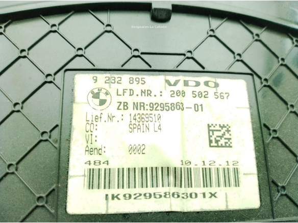 9232895 CUADRO INSTRUMENTOS BMW 3 (F30, F80)|Desguaces La Cabaña