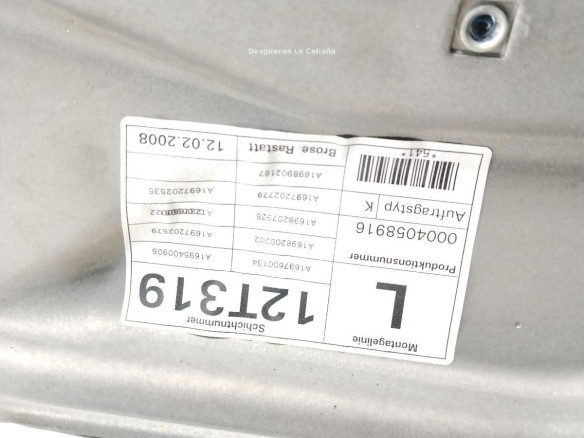   ELEVALUNAS PUERTA LAT DEL IZQ MERCEDES BENZ CLASE A (W169)|Desguaces La Cabaña