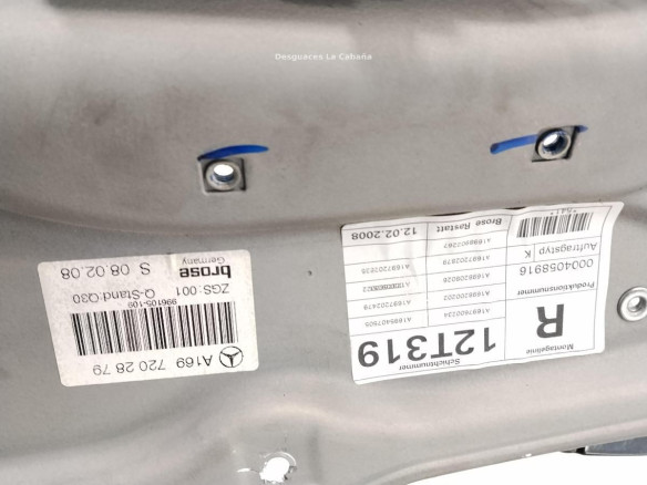   ELEVALUNAS PUERTA LAT DEL DER MERCEDES BENZ CLASE A (W169)|Desguaces La Cabaña