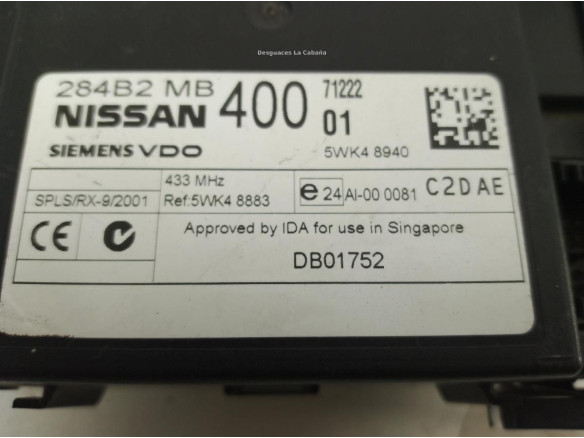  284B2MB400 5WK48940 MODULO ELECTRONICO NISSAN CABSTAR|Desguaces La Cabaña