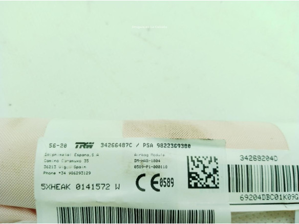 9822369380 AIRBAG CORTINA DER CITROEN C5 AIRCROSS|Desguaces La Cabaña