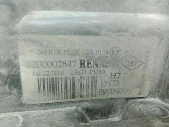  8200002847 FARO DERECHO RENAULT LAGUNA II (BG0/1_)|Desguaces La Cabaña